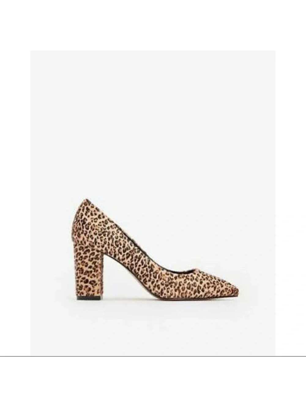 Leopard Print Calf Hair Block Heels Pointed Toe Sutton Pump Heels